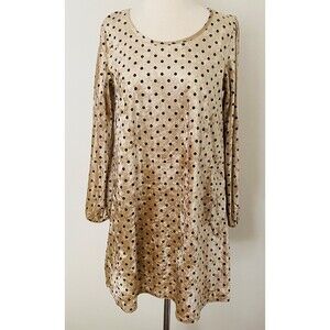 Cutie Blonde Japanese Kawaii Polka Dot Velvet Crewneck Flowy Dress Sz  L